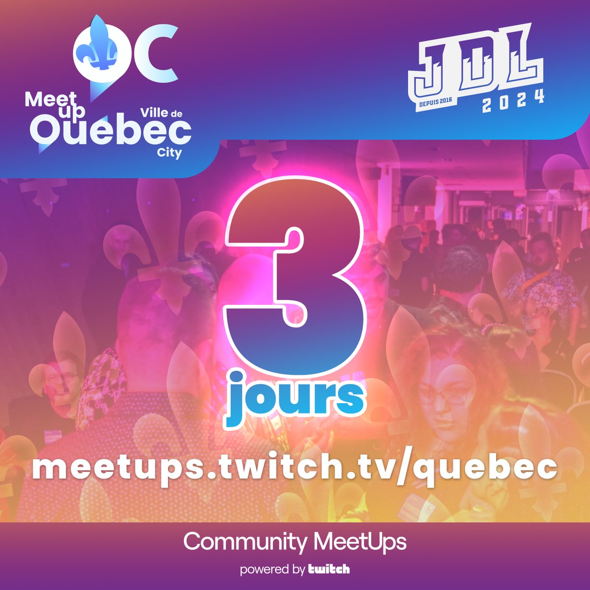 #Meetup dans 3 jours !!!
Réservation: meetups.twitch.tv/quebec

#TwitchQuebec #TwitchQc #MeetupTwitchQuebec