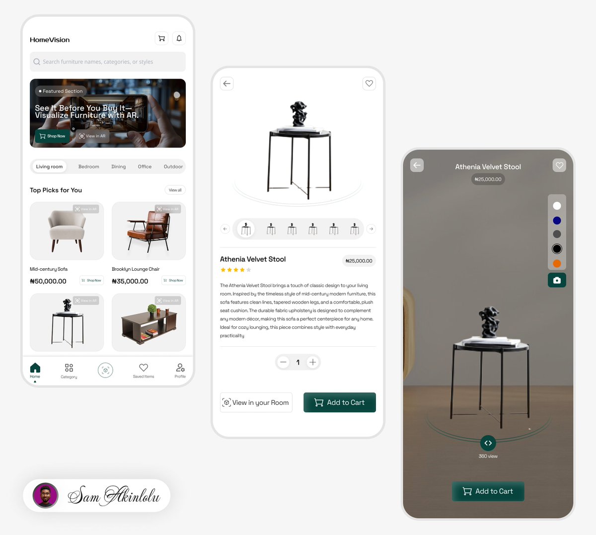 samvicas's tweet photo. day 2 of my 14-day design challenge! 🚀 worked on this AR furniture app, bringing virtual shopping to life. what do you think?

#UIDesign #UXDesign #AR #FurnitureDesign #DesignChallenge #DailyDesign #DesignCommunity https://t.co/k1F9KIyRt3
