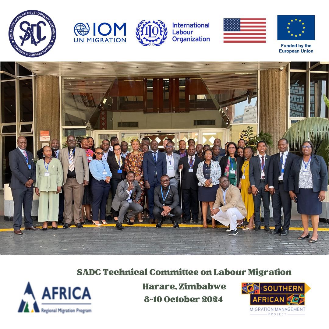 IOMROpretoria's tweet image. SADC’s Technical Committee on Labour Migration (TCLM) meets in Harare, Zimbabwe to discuss Member States’ progress on the implementation of the SADC Labour Migration Action Plan 2020-25. The meeting is co-hosted by IOM, ILO and the SADC Secretariat.