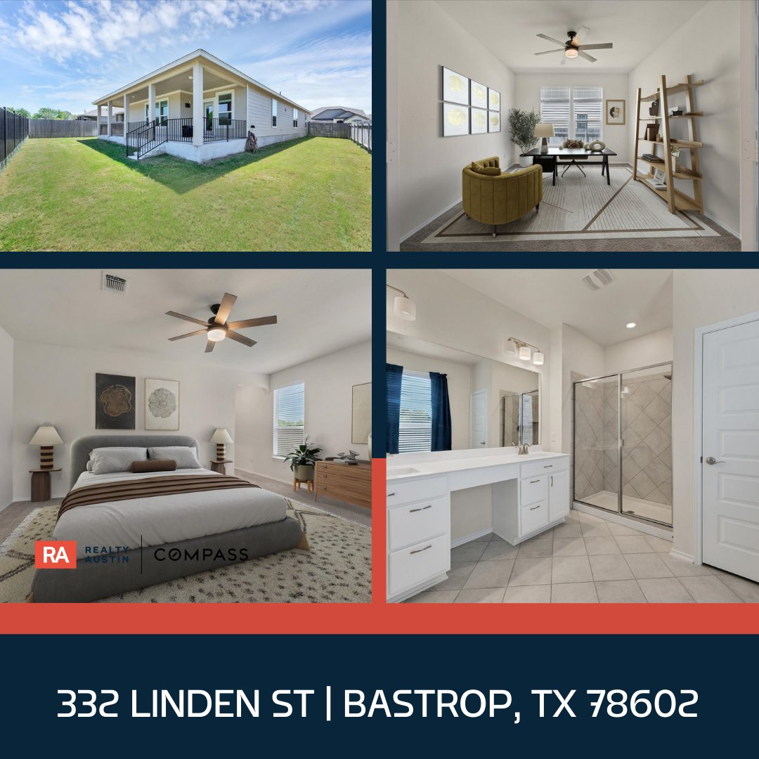 #JustListed #ForLease

332 Linden St | Bastrop, TX 78602

Features 4 bedrooms + office, 2 baths, &amp; 2,415 sq ft. The home backs to a greenbelt &amp; has a covered back patio that spans the length of the home.Offered at $2,500/month.

For additional information, call/text 512-423-6782.