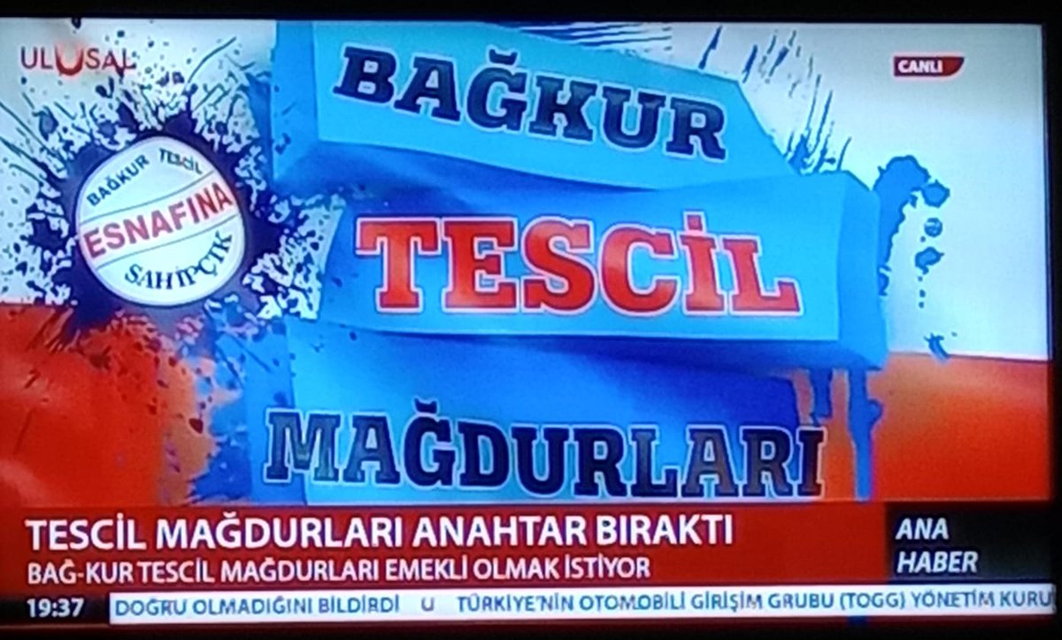 <a href="/tcbestepe/">T.C. Cumhurbaşkanlığı</a> <a href="/RTErdogan/">Recep Tayyip Erdoğan</a> Sayın <a href="/RTErdogan/">Recep Tayyip Erdoğan</a>, 55-65 yaşındaki esnafın 04.10.2000 öncesi Bağkur tescil hakkını yok saymayı bırakın!⁉️
 BAĞ-KUR TESCİL MAĞDURLARI SİZE KÜSKÜN.
#KüskünBağkurTescilMağdurları #BağkurTescilMağdurları

<a href="/akparti_usak/">AK Parti Uşak</a>
<a href="/akparti_tunceli/">AK Parti Tunceli İl Başkanlığı</a>
<a href="/aktrabzon61/">AK Parti Trabzon</a>
<a href="/akpartitokat/">AK Parti Tokat</a>
<a href="/tekirdagakparti/">AK Parti Tekirdağ İl Başkanlığı</a>