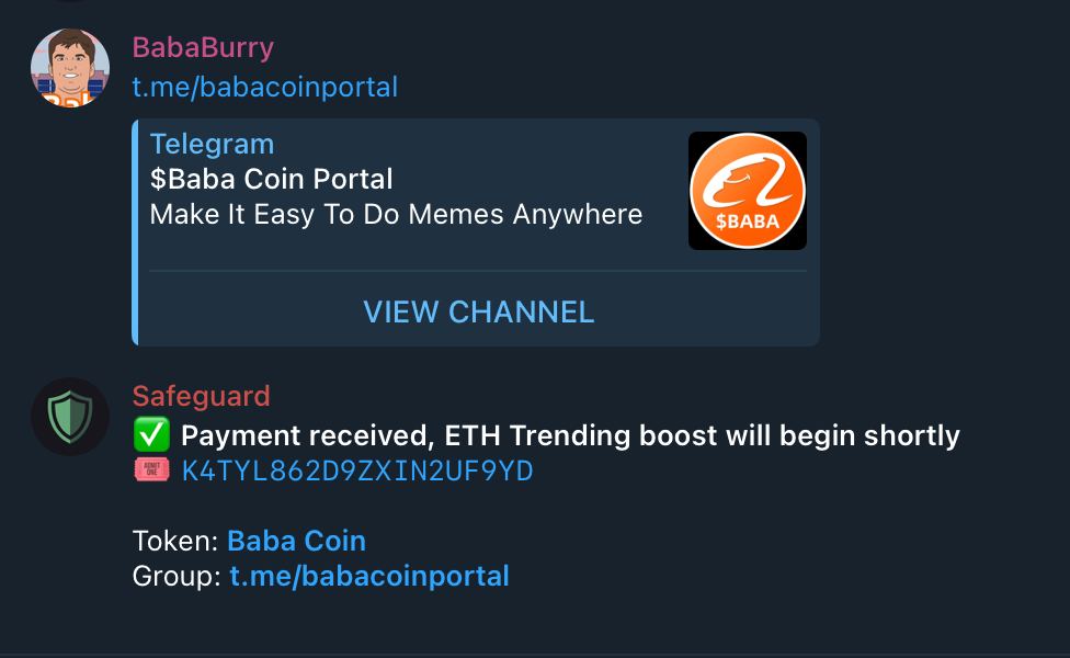 BabaCoinEth's tweet photo. Trending Paid!!! LFG $BABA is BANK! https://t.co/cI320MgnDP