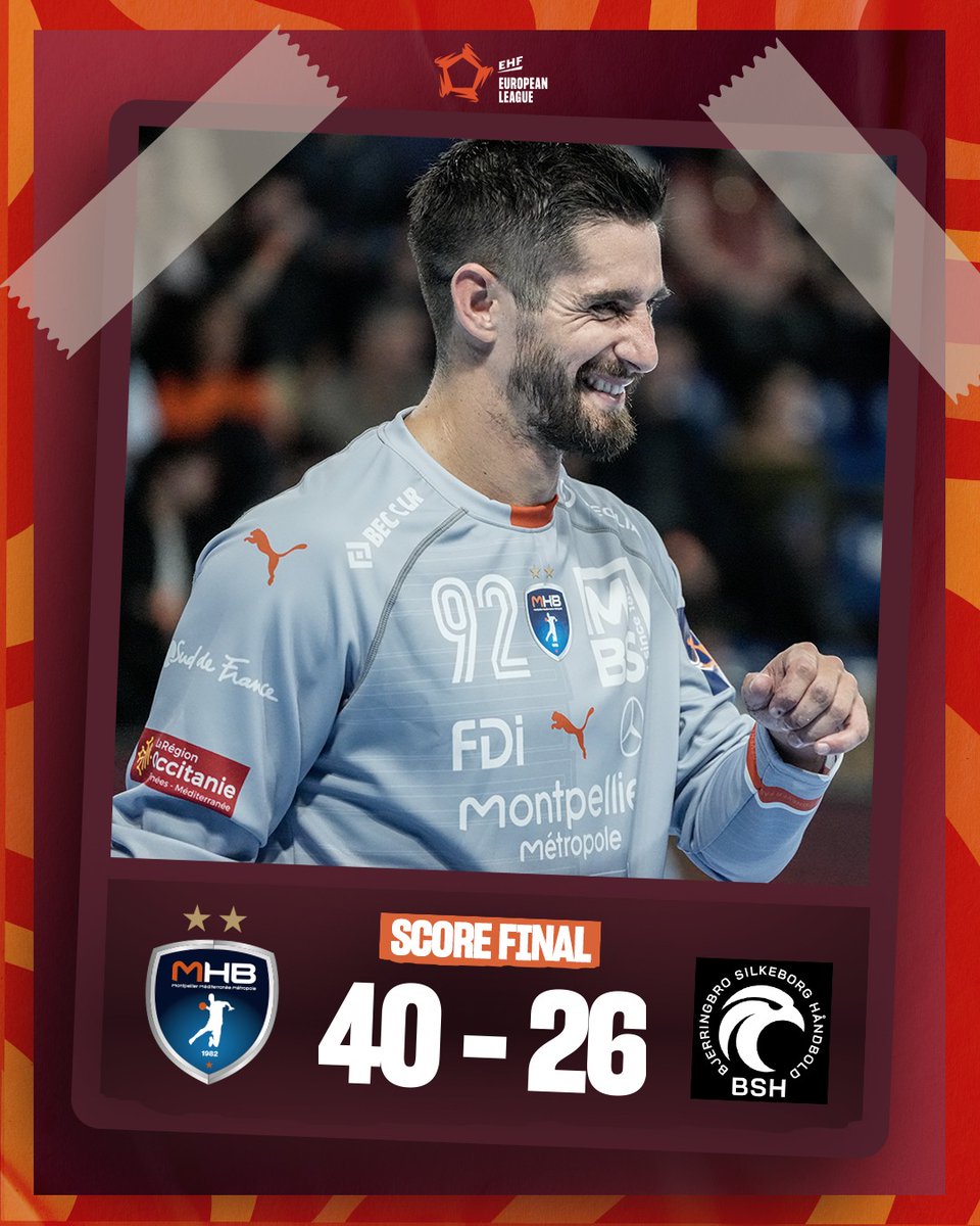 [<a href="/ehfel_official/">EHF European League</a> - J1]

🔥 FLAMBOYANT. Pour sa première en coupe d'Europe, le <a href="/mhbofficiel/">Montpellier Handball</a> brille face aux Danois !

🔚 <a href="/mhbofficiel/">Montpellier Handball</a> 🆚 Bjerring-Silkeborg : 40-26
