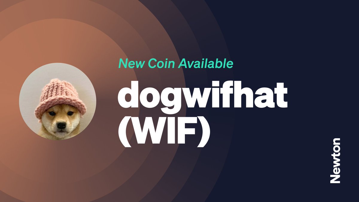 newton_crypto's tweet photo. The dogwifhat (@dogwifcoin) token has wagged its way onto Newton! 🐶🎩

Update the app to start trading $WIF and find out what all the barking is about.

Check it out: https://t.co/LGE1ZGvcAW

*Trading and funding now available; withdrawals coming soon. https://t.co/fy2kbsQjj6