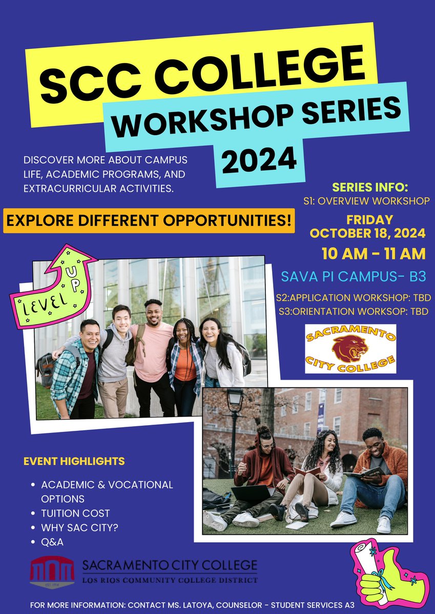 SAVA_Charter's tweet image. SAVA Power Inn students, Sac City College has endless opportunities waiting for you! From hands-on programs to vibrant campus life, your future starts here. Join us for info sessions and discover how we can help you shine! #loveteachguide #savacharter #gcccharters #gcc_teamup