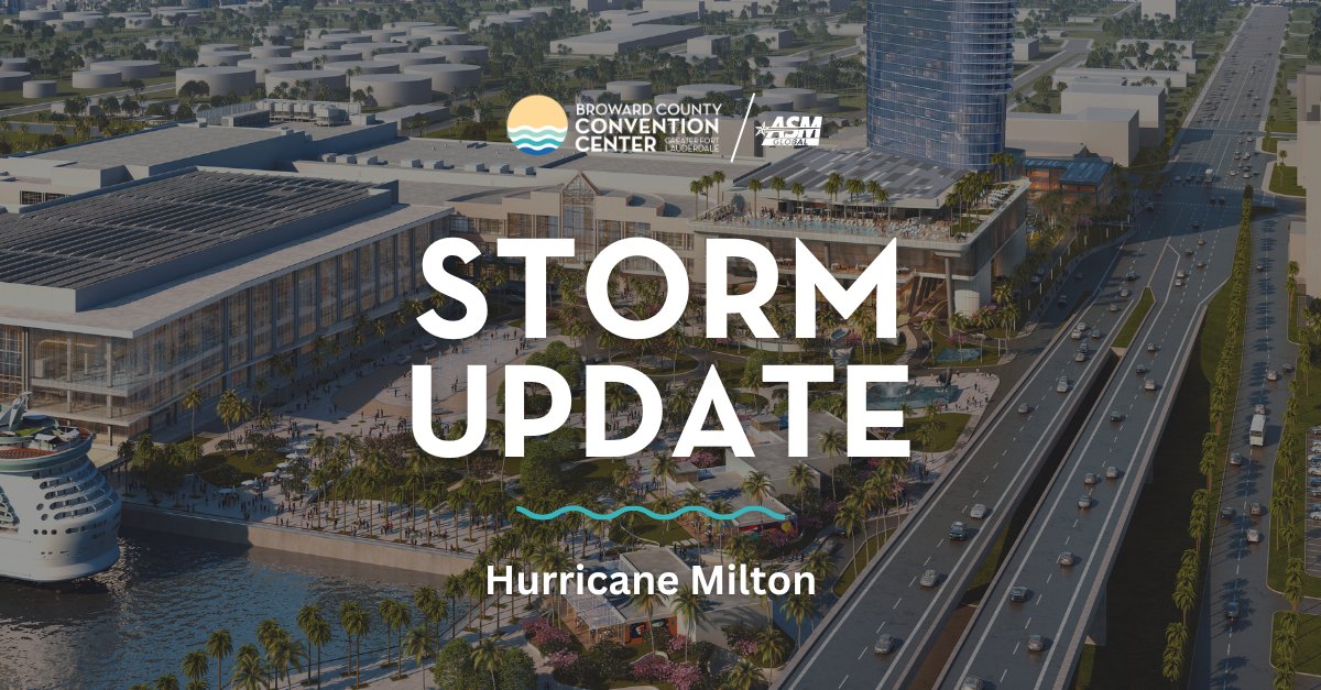 The Broward County Convention Center is currently open for business and maintains regular business hours.

We will continue monitoring Hurricane Milton and any updates will be posted promptly.