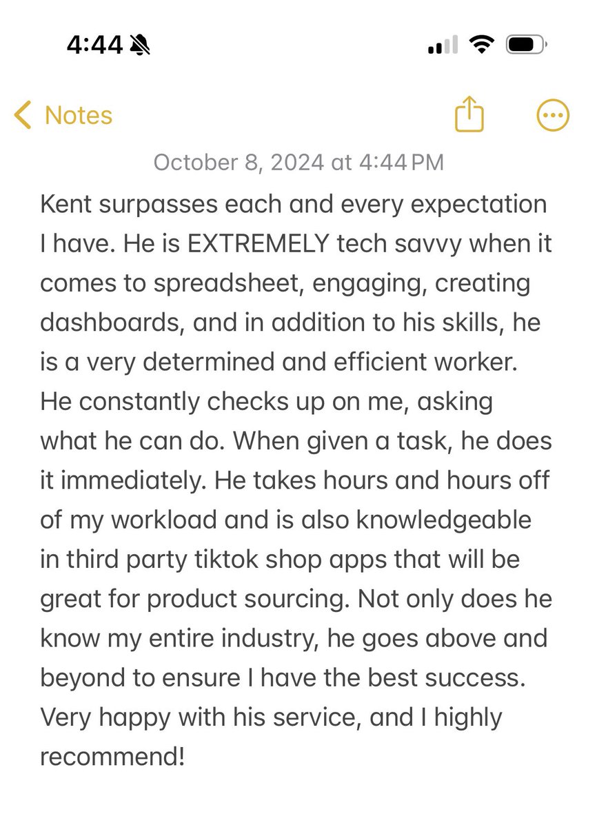 Huge S/O to my Virtual Assistant @VCM_Kent 🔥🔥🔥

I was so hesitant about hiring a VA, but he truly makes it worth it and is so affordable. If you are a #UGCcreator &amp; need pitching, engagement tasks, tax spreadsheets + tax upkeep, TTS product research, Kent is your guy!! ⤵️