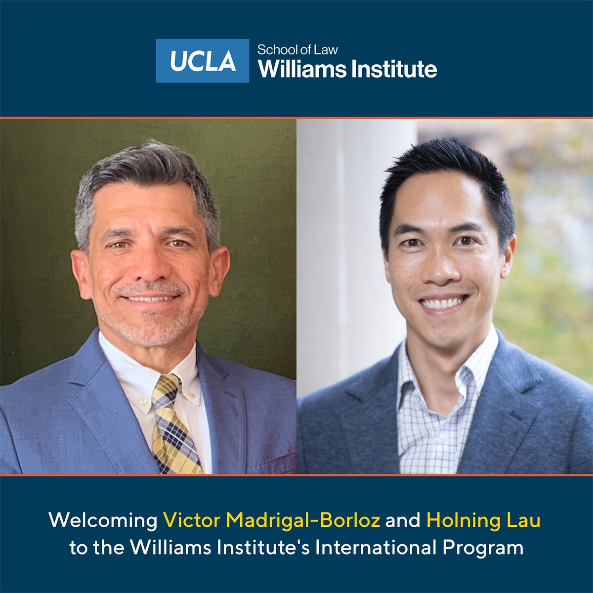 Williams Institute (@williamspolicy) on Twitter photo We are excited to announce that LGBTQI+ human rights experts <a href="/victor_madrigal/">Victor Madrigal-Borloz</a> and <a href="/HolningLau/">Holning Lau</a> have joined the Williams Institute as Distinguished Visiting Scholars to conduct research on international LGBTQI+ rights and issues. We are excited to announce that LGBTQI+ human rights experts <a href="/victor_madrigal/">Victor Madrigal-Borloz</a> and <a href="/HolningLau/">Holning Lau</a> have joined the Williams Institute as Distinguished Visiting Scholars to conduct research on international LGBTQI+ rights and issues.