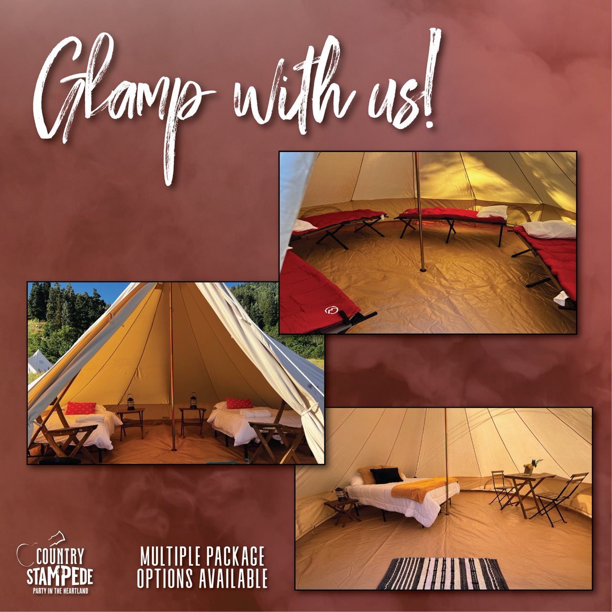 Want the ultimate festival experience without the hassle? Stay in style with our Glamping options—tents are set up and ready, no camper required! 🏕✨ Enjoy the festival and leave the setup to us!

Check it out: bit.ly/CSGlamping

#CountryStampede #Stampede2025 #Glamping