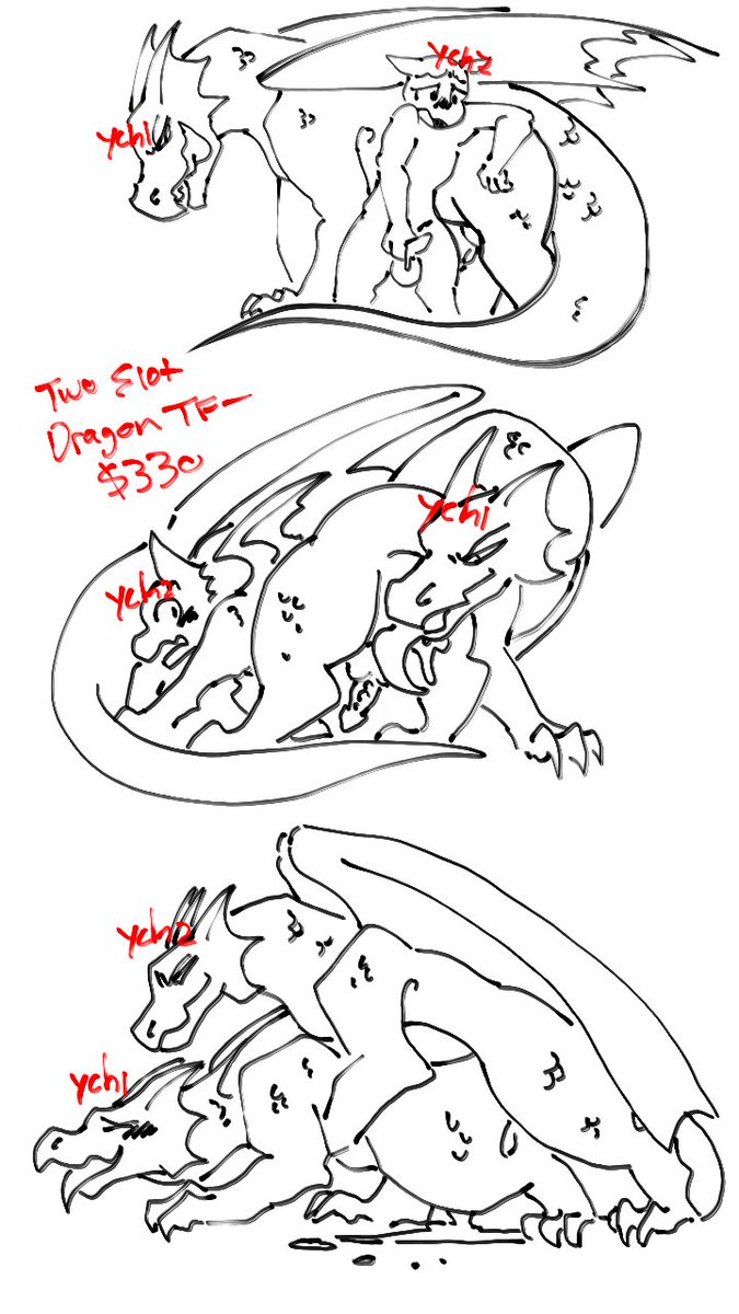 (open ych, nsfw, sumi, dragon tf, two-slot, #TFTuesday)

I'm here with the second dragon tf!! The linework will be cleaned up for the complete version ❤️ 

$330 for both slots, or $165 for each!

Comment or DM!!