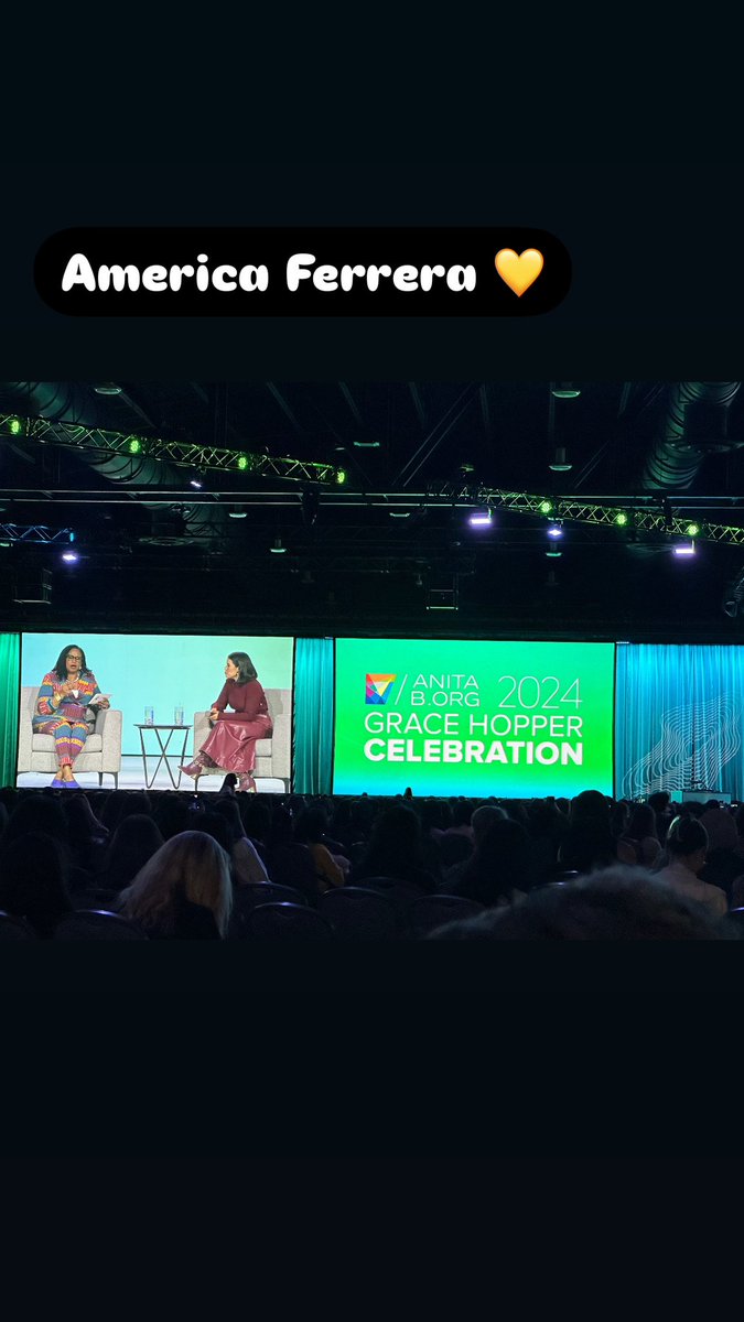 CCramer77's tweet photo. @AmericaFerrera Thank you for talking about how stories are important to tell and to provide solutions and to remind us stories aren’t meant to divide us 💛 #ghc24 #gracehoppercelebration https://t.co/2y7tHoxA38