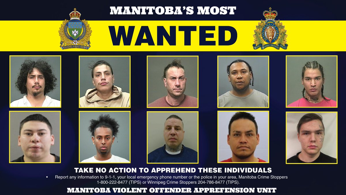 Today, the Winnipeg Police Service and <a href="/rcmpmb/">RCMP Manitoba</a> launched Manitoba’s Most Wanted list. These WANTED individuals are some of the most violent &amp; dangerous offenders within the province.
Do you know the location of someone on the list? Do not approach. Call 911 or your local emergency