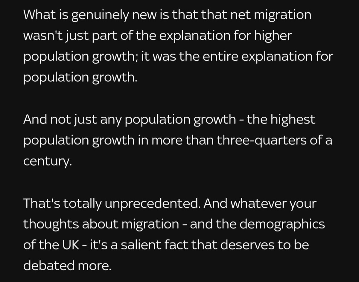 This is from Sky News.
Not often I agree with them but this does deserve to be debated more and something dramatic needs to be done very soon. We clearly can't deal with a spiralling population and an influx of people who don't wish to be British and respect British culture.
