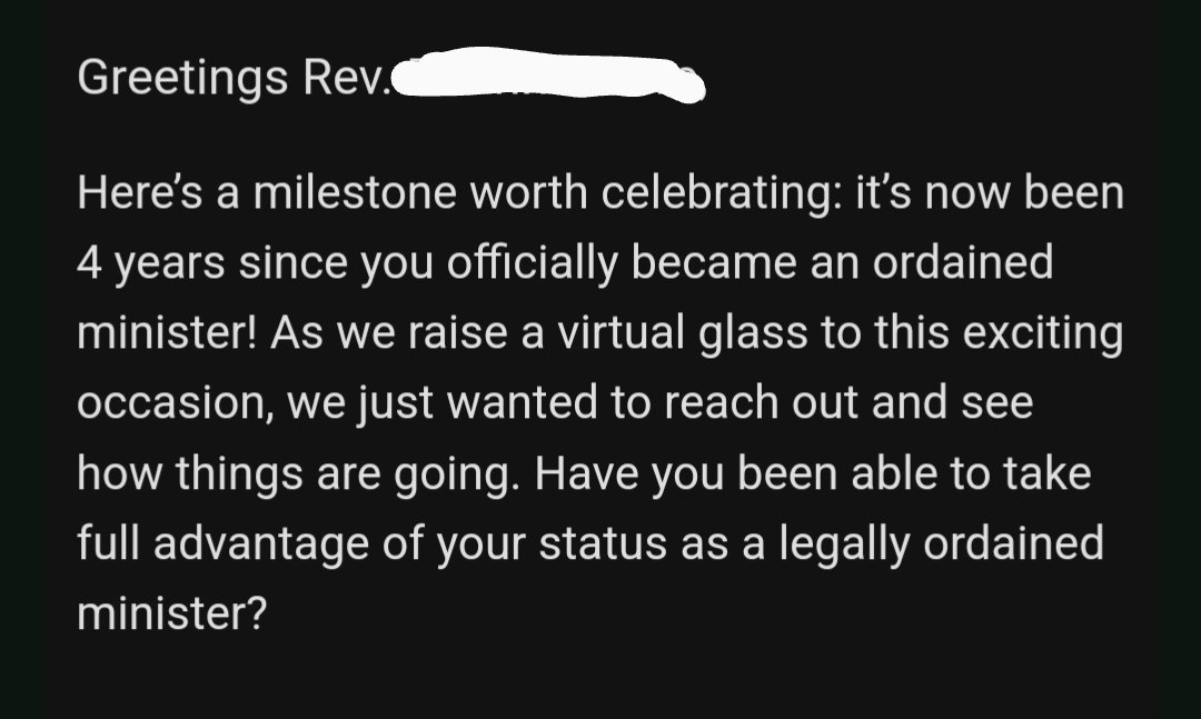 Well, 4 years have passed already. Anyone need to get married?