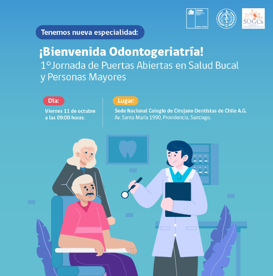 SOGCh2018's tweet photo. Odontogeriatría ya es una especialidad reconocida. El 11/10/2024 lo conmemoraremos en  Sede Nacional @cdentistaschile   1ª Jornada de puertas abiertas en salud bucal y personas mayores.  Actividad coorganizada por @SOGCh2018 @SENAMAGOB  @cdentistaschile https://t.co/wvJT5gcIzf