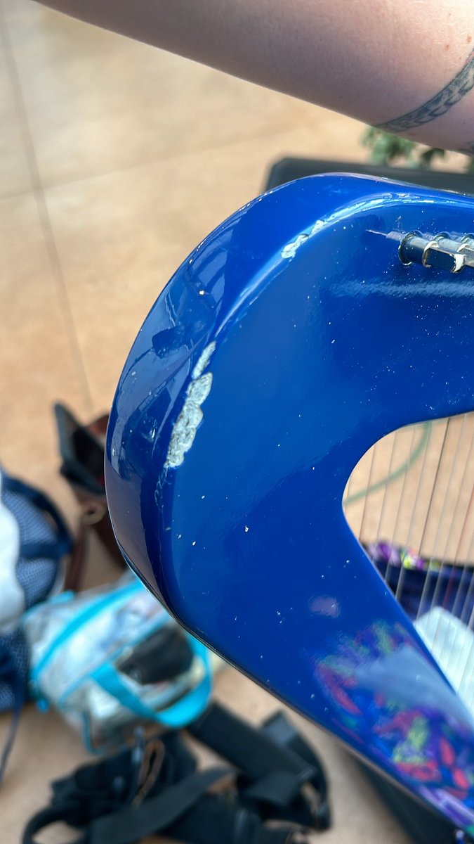 Horrific experience with <a href="/FlySafair/">FlySafair</a> &amp; <a href="/ortambo_int/">ORTambo</a> yesterday. Look what they did to my harp (worth R200,000).I was forced to check it into FRAGILE after I’ve taken it as hand luggage numerous times, successfully. Missed my flight as they refused my harp &amp; had to pay for new one.