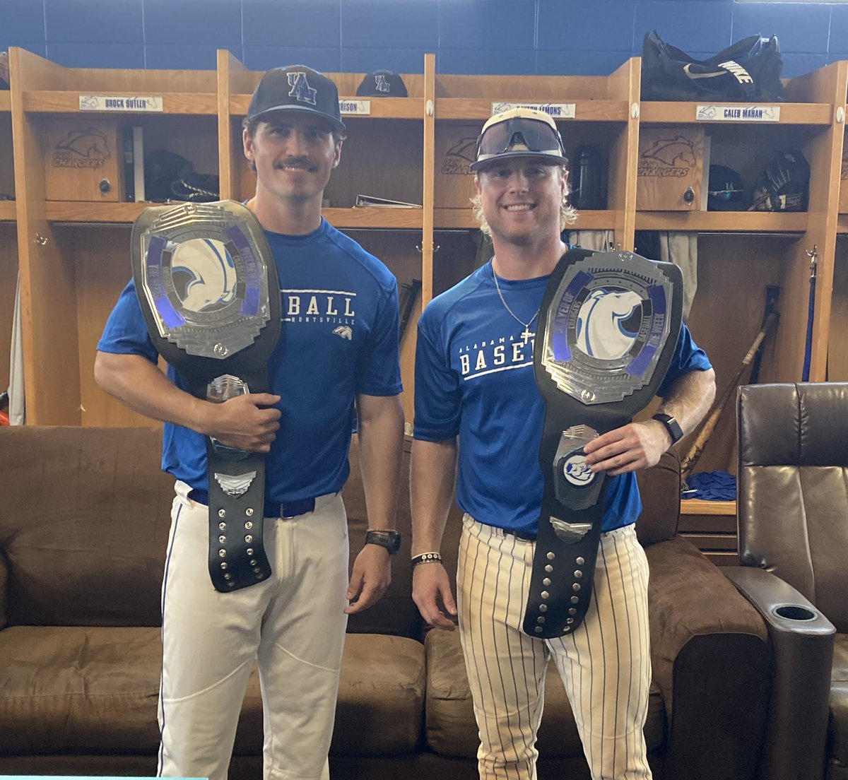 UAH Baseball (@uah_bsb) on Twitter photo Last week was a great week of TEAM practice! Congratulations to our FIRST position player and pitcher of the week of the fall!
Position player of the week:
Presley Walker <a href="/pretlo11/">Presley Walker</a>
4 hits, 1 HR, 2 3B
Pitcher of the week:
Payton Lemons <a href="/payton_lemons/">Payton Lemons</a>
2 inn, 0 ER, 1 K, 0 BB Last week was a great week of TEAM practice! Congratulations to our FIRST position player and pitcher of the week of the fall!
Position player of the week:
Presley Walker <a href="/pretlo11/">Presley Walker</a>
4 hits, 1 HR, 2 3B
Pitcher of the week:
Payton Lemons <a href="/payton_lemons/">Payton Lemons</a>
2 inn, 0 ER, 1 K, 0 BB