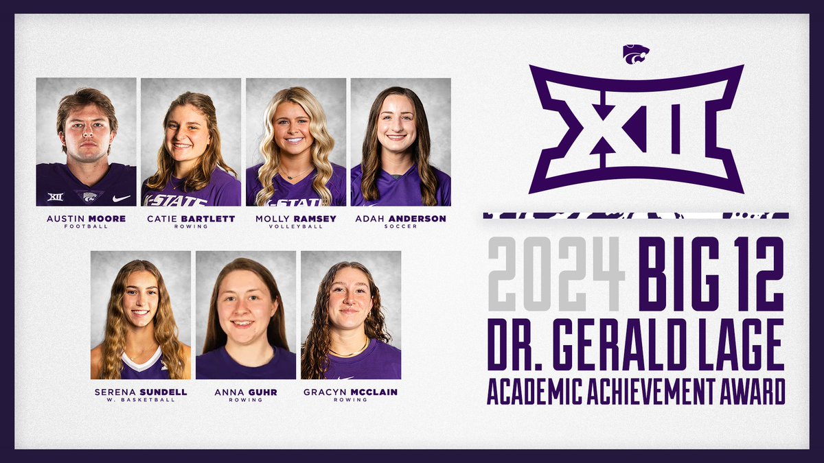 K-State Athletics (@kstatesports) on Twitter photo Seven Wildcats recognized with the 2024 Dr. Gerald Lage Academic Achievement Awardβ<a href="/Big12Conference/">Big 12 Conference</a>'s highest academic honor.
π k-st.at/3U0fKoy // #EMAWπ Seven Wildcats recognized with the 2024 Dr. Gerald Lage Academic Achievement Awardβ<a href="/Big12Conference/">Big 12 Conference</a>'s highest academic honor.
π k-st.at/3U0fKoy // #EMAWπ