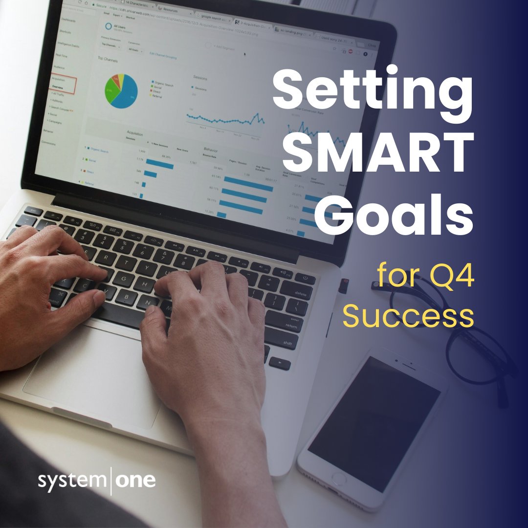 SystemOneHTX's tweet photo. Ready to hit your Q4 goals? 🚀

We believe it starts by setting SMART goals—Specific, Measurable, Achievable, Relevant, and Time-bound.

Big goals become much more attainable when broken down into actionable and realistic steps. We hope you finish this year strong! https://t.co/EQMm3w0Sd0