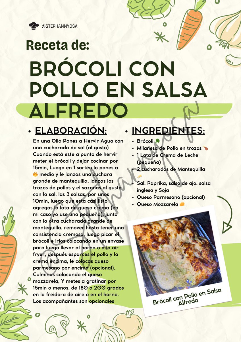 stephannyosa's tweet photo. Les regalo esta RECETA 🥦🍗 https://t.co/2bhogdaRlG