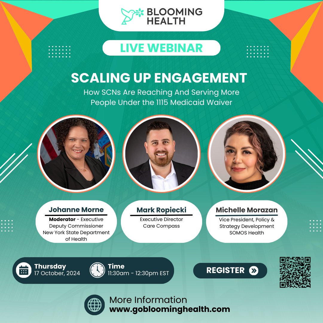 Join our upcoming webinar sharing insights on implementing the 1115 Medicaid Waiver in New York. Featuring <a href="/johannemorne/">Johanne Morne</a> - <a href="/HealthNYGov/">NYSDOH</a>,  Mark Ropiecki - <a href="/CareCNdsrip/">Care Compass Network</a>, and Michelle Morazan - <a href="/SOMOSCare/">SOMOS Care</a>

Register: hubs.la/Q02SGWDV0

#SocialCare #HealthEquity