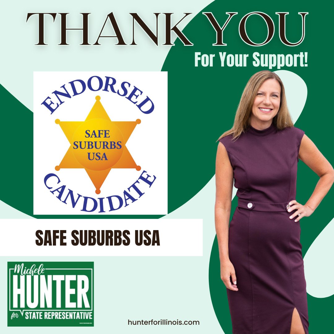 hunter4staterep's tweet photo. Thank you for the endorsement! 
𝐒𝐚𝐟𝐞 𝐒𝐮𝐛𝐮𝐫𝐛𝐬 𝐔𝐒𝐀 PAC is a nonpartisan Illinois political action committee focused on supporting candidates and causes that are aimed at promoting public safety for communities and our men and women in law enforcement. @SafeSuburbsUSA https://t.co/UxLPq0RIJA