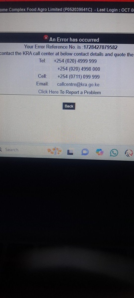 lmachuma's tweet photo. @KRACare am experiencing this error. 3days now when I try to file return or or trying to generate an eslip. What to I do. Deadline is here https://t.co/VaTU5DR2QB