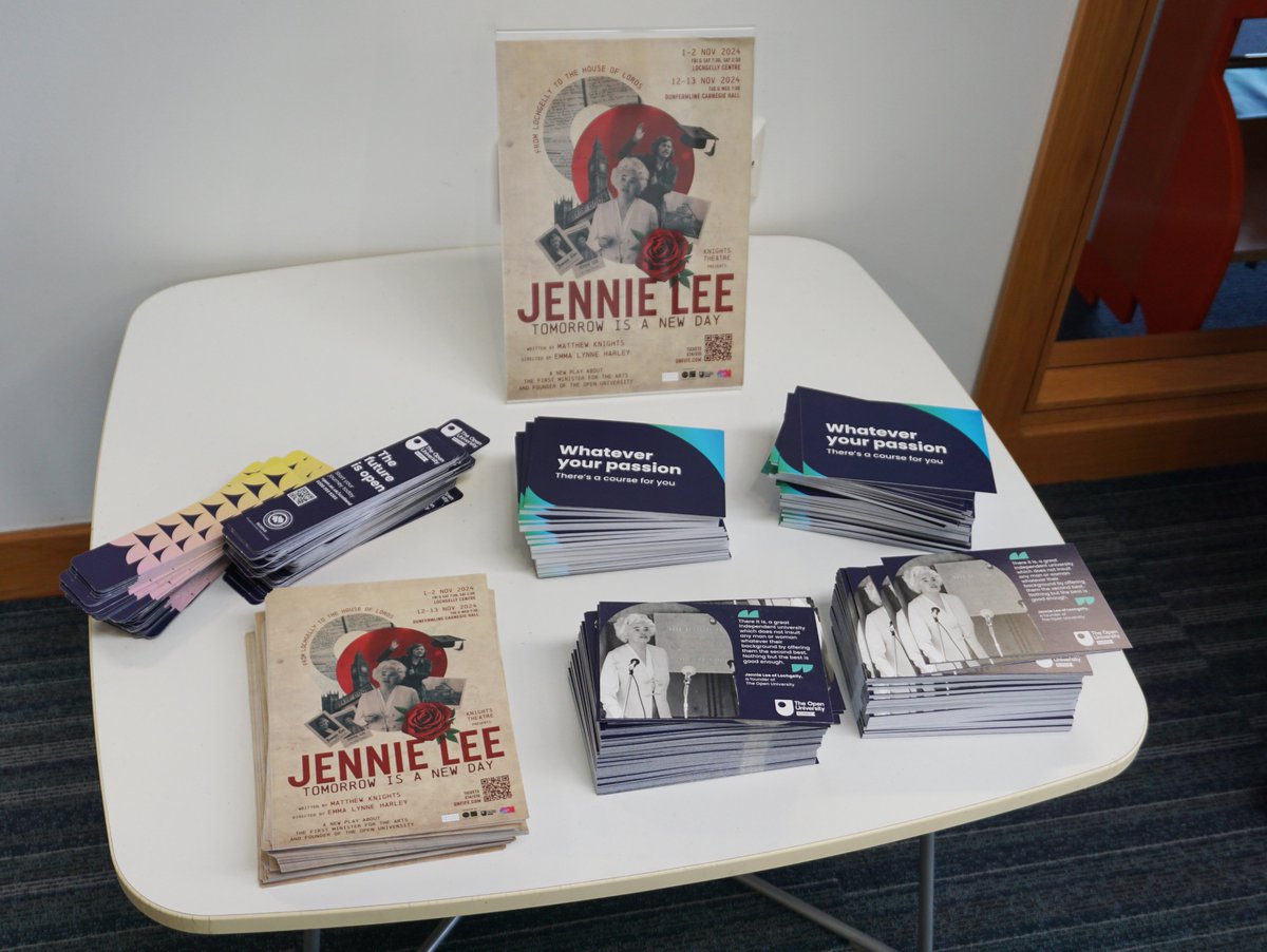 Knights Theatre (@knightstheatre) on Twitter photo Jennie Lee: Exhibition & Play in Fife
Our Jennie Lee exhibition, supported by <a href="/OUScotland/">OU in Scotland</a>, is now on <a href="/LochgellyCentre/">Lochgelly Centre</a> until 2 Nov. 'Jennie Lee: Tomorrow is a New Day' premieres at Lochgelly: 1-2 Nov & Dunfermline: 12-13 Nov.
Details: www5.open.ac.uk/scotland/event… Jennie Lee: Exhibition & Play in Fife
Our Jennie Lee exhibition, supported by <a href="/OUScotland/">OU in Scotland</a>, is now on <a href="/LochgellyCentre/">Lochgelly Centre</a> until 2 Nov. 'Jennie Lee: Tomorrow is a New Day' premieres at Lochgelly: 1-2 Nov & Dunfermline: 12-13 Nov.
Details: www5.open.ac.uk/scotland/event…