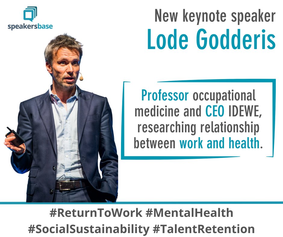 We welcome Lode Godderis as a new speaker at Speakersbase! As a professor of occupational medicine and CEO of IDEWE, Lode brings a wealth of knowledge on the critical intersection between work and health.
speakersbase.com/speakers/lode-…
#WorkplaceWellbeing #TalentRetention #ReturnToWork