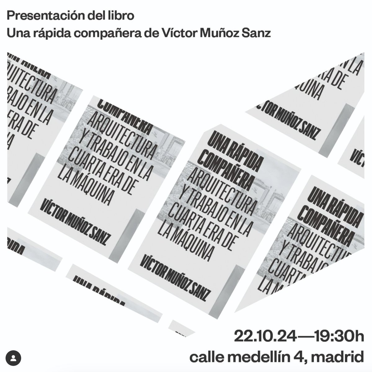 landa hernández - arquitectura y f(r)iccion 🏳️⚧️ (@laperiferia) on Twitter photo el próximo martes 22, 19.30h., se presenta en paperground 'una rápida compañera' de <a href="/sanz_serif/">Víctor Muñoz Sanz</a>, editado por @bartleboothorg.
por ahí tb andaré hablando de cositas del libro.
instagram.com/p/DBGk6_4qKIw/ el próximo martes 22, 19.30h., se presenta en paperground 'una rápida compañera' de <a href="/sanz_serif/">Víctor Muñoz Sanz</a>, editado por @bartleboothorg.
por ahí tb andaré hablando de cositas del libro.
instagram.com/p/DBGk6_4qKIw/