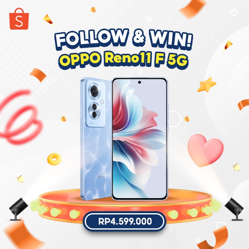 ShopeeID's tweet photo. ✨ GIVEAWAY OPPO RENO11 F 5G ✨

Hari ini ada OPPO RENO11 F 5G senilai 4,5JT++ nih! Mau?

Caranya:
- FOLLOW @ShopeeID
- RT tweet ini
- KLIK banner di bawah ini
- REPLY screenshot warna Reno11 F yang kamu mau &amp; alasannya!

GOOD LUCK 💗