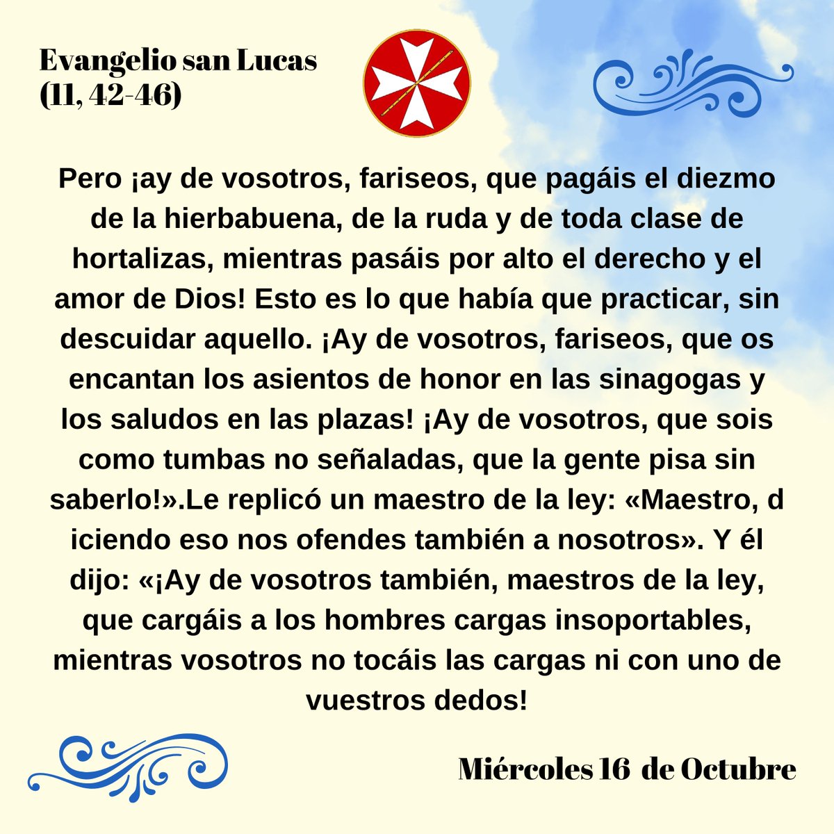 HdadSanEsteban's tweet photo. #EvangelioDeDía | Lc 11, 42-46. “¡Ay de vosotros, fariseos! ¡Ay de vosotros también, maestros de la ley!”

Lectura completa y comentario: https://t.co/GiOoI944Ey

#SanEsteban https://t.co/seHM05dfCj