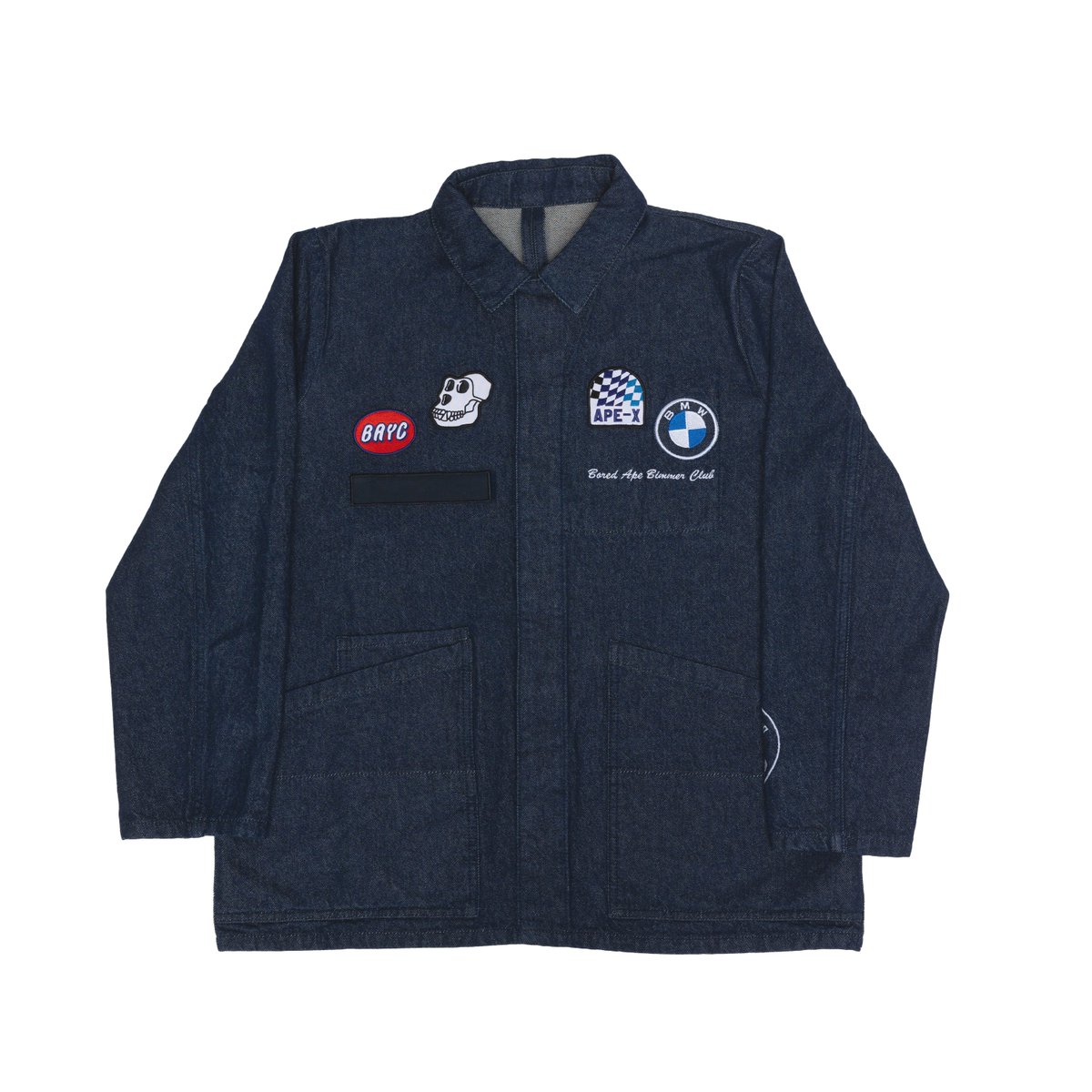 The OG Bored Ape Bimmer Club jacket with IYK chip drops in-person