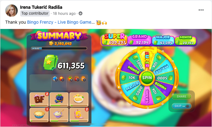 🎡 WOOHOO❗️SUPER JACKPOT WINS❗️

🎡 Congratulations to 🏆 Irena Tukerić Radiša 🏆 for winning the Jackpot Spin Wheel❗️

🎡 Feel free to share your lucky moment with us anytime❗️

🎡 link.frenzy.bingo/52bU/bf?deep_l…
#bingofrenzy #bingo
