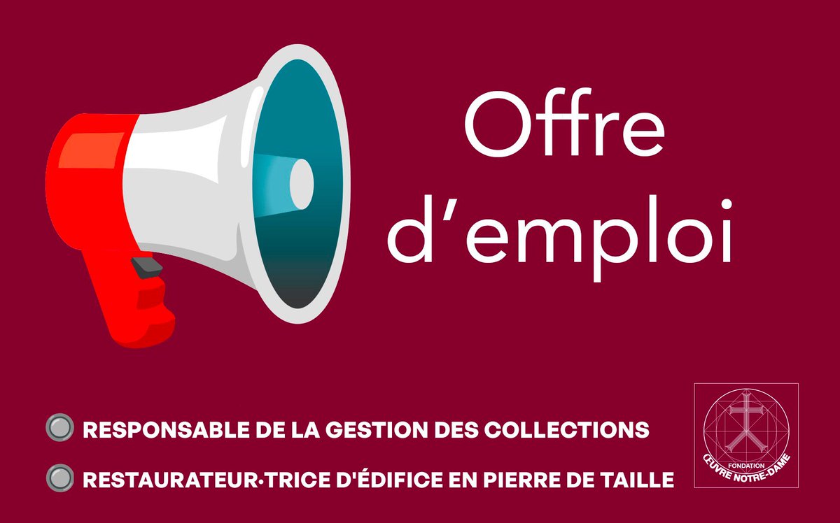Deux poste à pourvoir à la Fondation de l’Œuvre Notre-Dame
> RESPONSABLE DE LA GESTION DES COLLECTIONS
🔗 oeuvre-notre-dame.org/blog/offre-dem…
> RESTAURATEUR·TRICE D’ÉDIFICE EN PIERRE DE TAILLE
🔗oeuvre-notre-dame.org/blog/offre-dem…
<a href="/strasbourg/">Strasbourg.eu</a> <a href="/StrasEtudiants/">Strasbourg♥Étudiants</a> <a href="/TopmusicAlsace/">Top Music</a>