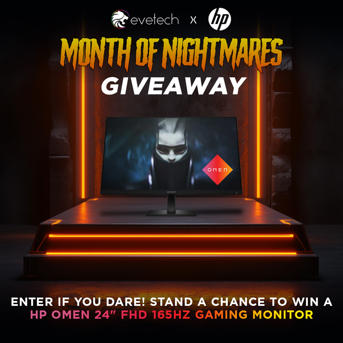 Evetech's tweet photo. Enter if you dare! 👻 Win an HP OMEN 24" gaming monitor!! @OMENbyHP 

Limited time only! ⏰ Join our giveaway and win big sponsored by @HP   !

How to Enter:
🎃Tag 2 friends and #Evetech and #OMENbyHP in the comments.
🎃Click on our Gleam link and follow the steps : https://t.co/Yk4k2Bir8l
🎃Want to improve your odds? Catch our livestreams every Saturday for a secret code that will give your entry a boost. (Last stream on October 26th)

🎁Winner Announcement: October 28th, 2024.
 
Terms and Conditions :
✅Open to residents of South Africa only.
✅Winner will be selected at random
✅The winner will be required to post a photo of the winning product and tag Evetech and OMEN by HP