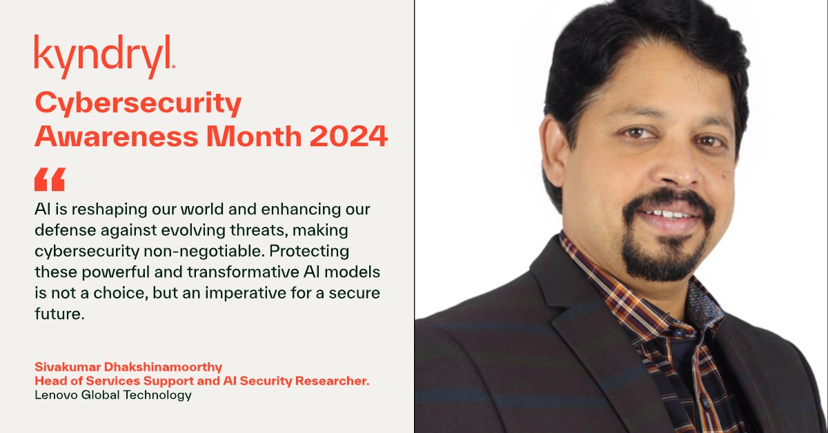 Kyndryl India (@kyndrylindia) on Twitter photo As we celebrate #CyberSecurityAwarenessMonth, we are bringing perspectives on #cybersecurity that enterprises can anticipate, protect against and recover from #cyberattacks.
Here’s a quote from <a href="/shivaKDM/">Sivakumar Dhakshinamoorthy</a>, Head of Services Support at <a href="/Lenovo/">Lenovo</a>.
kyndryl.com/in/en/services… As we celebrate #CyberSecurityAwarenessMonth, we are bringing perspectives on #cybersecurity that enterprises can anticipate, protect against and recover from #cyberattacks.
Here’s a quote from <a href="/shivaKDM/">Sivakumar Dhakshinamoorthy</a>, Head of Services Support at <a href="/Lenovo/">Lenovo</a>.
kyndryl.com/in/en/services…