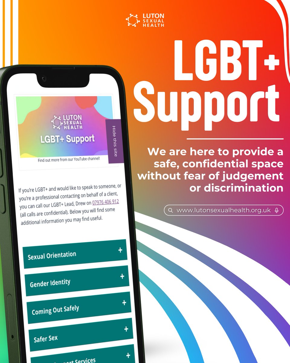 LutonSH's tweet image. At LSH, we’re proud to offer inclusive, compassionate care through our dedicated LGBT+ support services 🏳️‍🌈

Whether you're exploring your sexuality, navigating your gender identity, or simply seeking a safe and confidential space to talk, we're here for you ❤️

#LGBT #LGBTSupport
