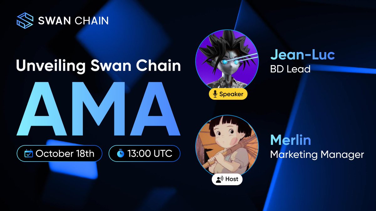 swan_chain's tweet image. 🌊 Introducing a New Series – Swan Dive
 
1st Episode: Unveiling Swan Chain – Vision and Roadmap
 
Join us for an insightful AMA where we’ll dive deep into Swan Chain's core features and upcoming updates. Plus, get an EXCLUSIVE sneak peek at our upcoming airdrop.
 
🗓️ Date: Oct…