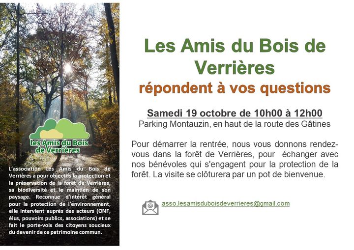 😉Rendez-vous en forêt de Verrières avec <a href="/abv_asso/">Les Amis Du Bois de Verrières</a> 📆Samedi 19/10 de 10h00 à 12h00 au pkg de Montauzin.👉Informations : amisduboisdeverrieres.blogspot.com/2024/09/rencon…