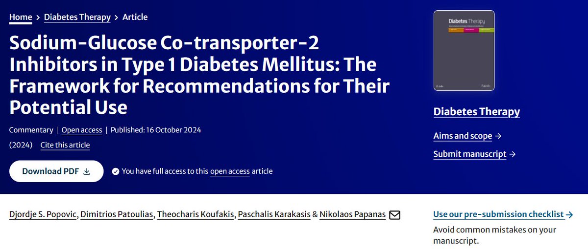 Sodium-Glucose Co-transporter-2 Inhibitors in Type 1 Diabetes Mellitus: The Framework for Recommendations for Their Potential Use - link.springer.com/article/10.100…