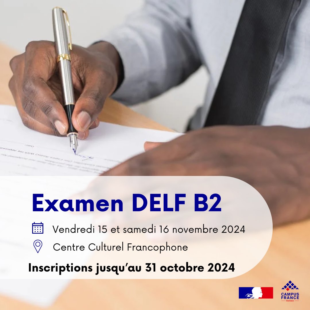 Vous souhaitez #étudier en #France 🇫🇷 ? 
Dans une #université où la langue d'enseignement est le #français ?  Un DEFL B2 est nécessaire !   
Prochaine session : 
🗓️ 15/11/2024 
📍<a href="/ifrwanda/">If intertainment rwanda</a> 
📝Inscriptions:  if-rwanda.org/examens-et-cer…… 
👉Plus d'info: accueil@if-rwanda.org