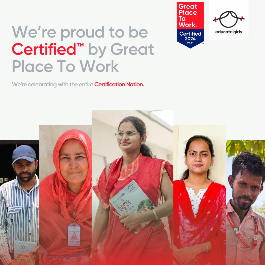 educate_girls's tweet photo. If you are or have been a part of the Educate Girls journey and helped make this possible, show your pride by commenting: ‘Proud - I Educate Girls, #GPTW #OneVisionOneTeam’
@GPTW_India https://t.co/cn2qSu0J2l