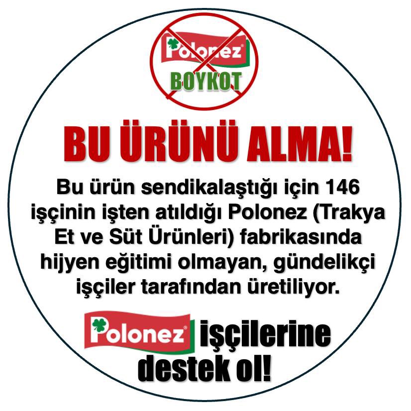 Aygulkaya_2017's tweet photo. Atılan işçiler geri alınana kadar
#PolenezTüketme
#nowhaber
#halktvcomtr
#tele1comtr
#ulusalkanal https://t.co/einFdla0sp