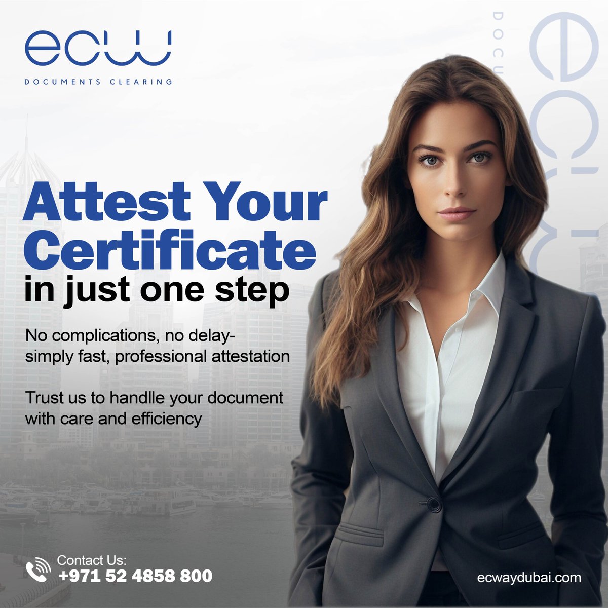 ecwdocument's tweet photo. Attest your certificate in one easy step! Fast, professional, and reliable service. 📷
.
For more details contact:
📷+971 52 485 8800
📷https://t.co/wFdbyksLya
📷Al qusais, Dubai
.
#ecwdocument #ecw #documentclearing #documentclearingservice #QuickAttestation #DocumentAttestation https://t.co/9uH0ZBpdes