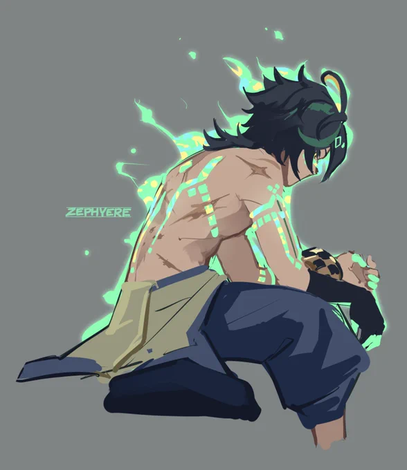 been fighting with my pc all week so I haven't been able to draw as much have a Kinich #GenshinImpact