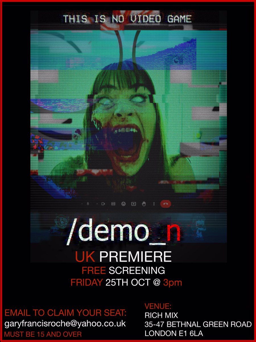 gary_f_roche's tweet photo. /demo_n - UK PREMIERE

If you are available and would like to attend to see a little found footage horror movie starring me and my friends quivering in fear on the big screen, please email me to be added to the list of attendees.

Did I mention it’s free…? https://t.co/Po7TcgRkvO