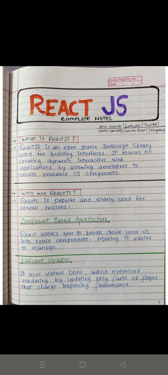 BharukaShraddha's tweet image. Here’s your exclusive Handwritten React.js Notes to help you master React and build amazing web apps in 2024! 📚💻
These notes are FREE and cover all the essential React concepts you need for projects and interviews! 🔥
To get your copy:
1. Follow me (So I can DM you)
2. Like…