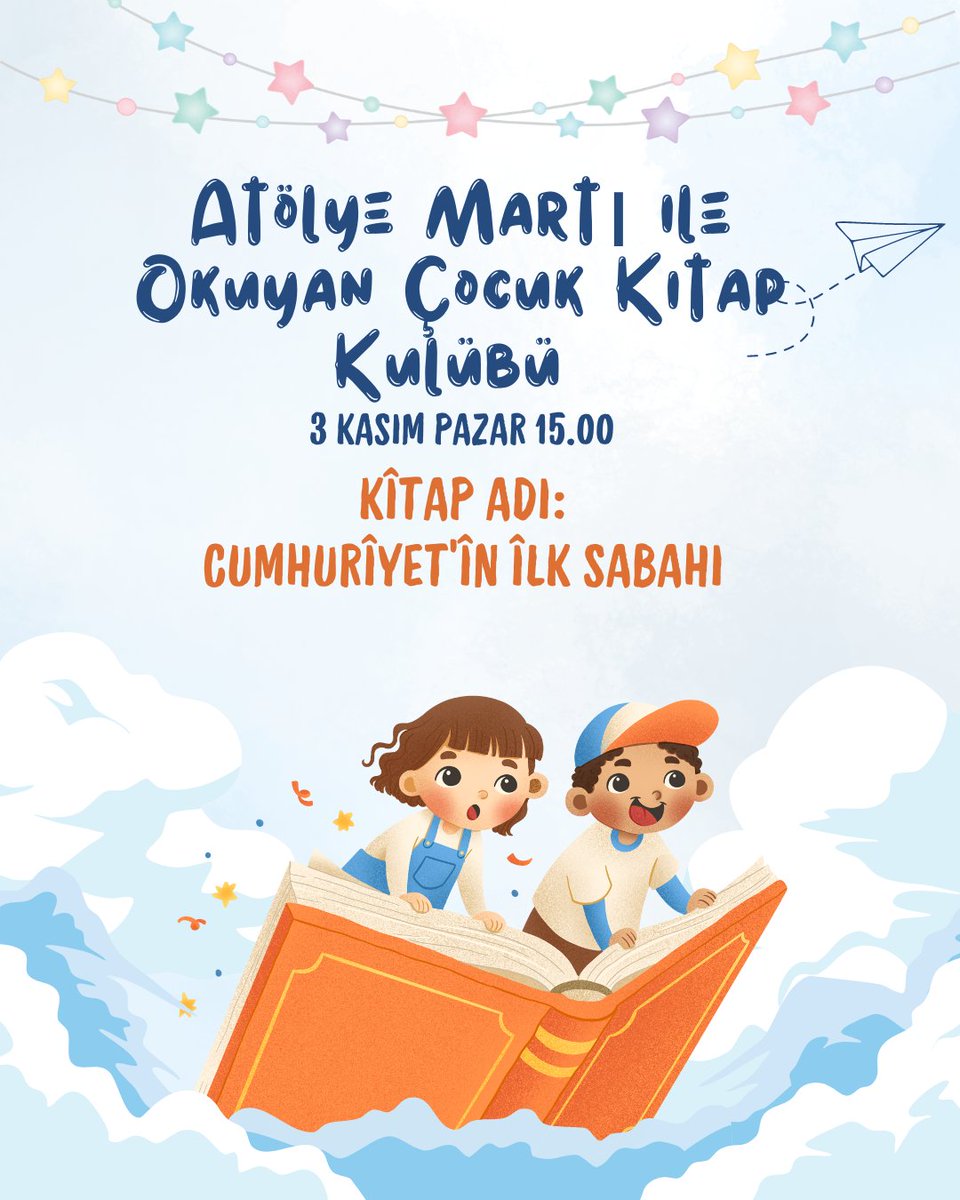 Artık çocuklarla da online bulusmalarımız başlıyor 🎈 İlk kitabımız Cumhuriyet'in İlk Sabahı... Yerinizi ayırtmayı unutmayın🥰

gatherin.life/place/atolye-m…