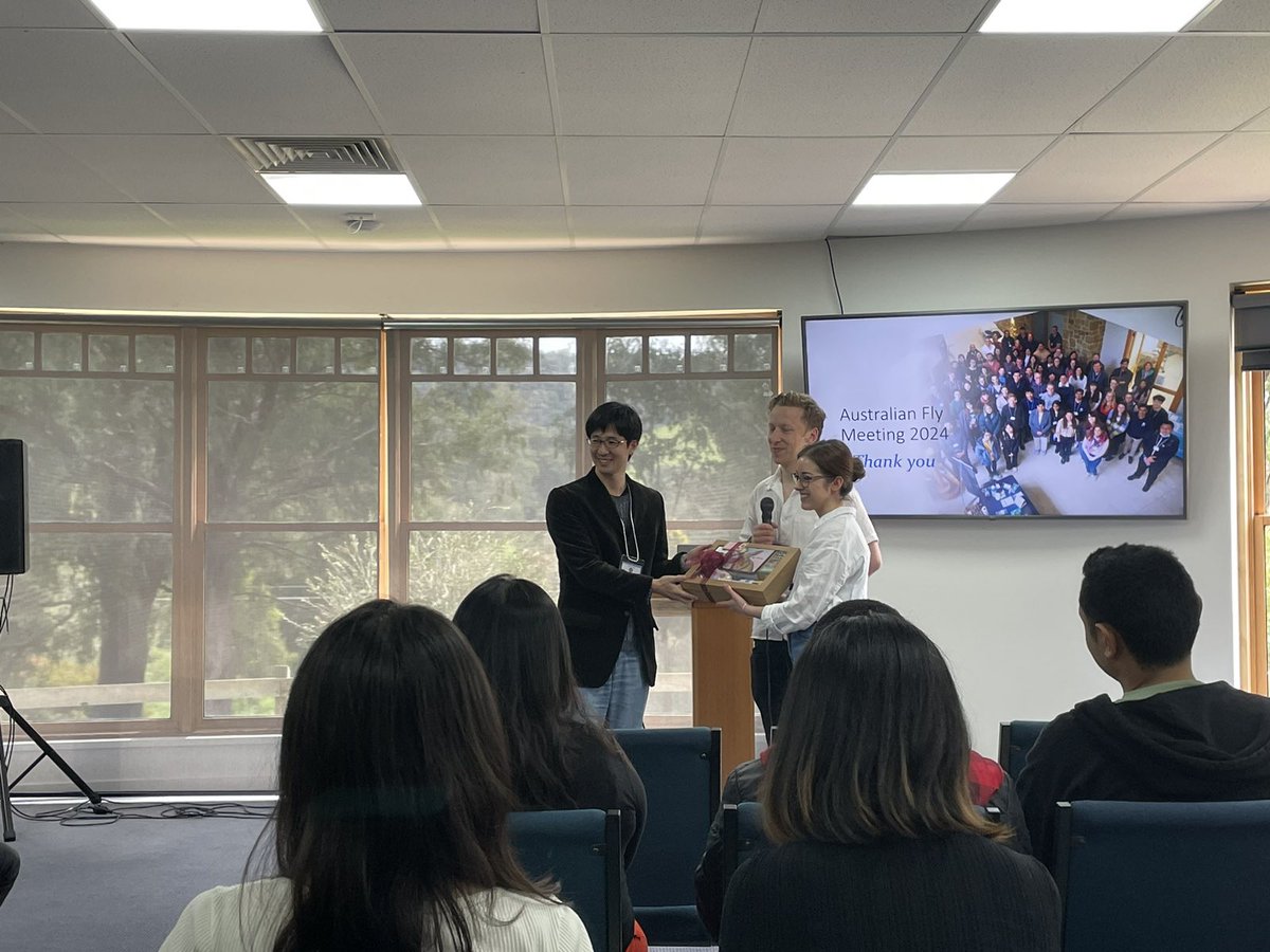 Fumiaki1984's tweet photo. Had a fantastic time in Marysville, Australia @AusFly2024. Very warm and welcoming atmosphere with active ECRs. My greatest pleasure to be a keynote speaker in my favorite country. Thanks amazing organizing commitee @DrTeresaBonello
@BenjaminKroeger and Sam!  #AusFly https://t.co/mB4TDH8tpQ